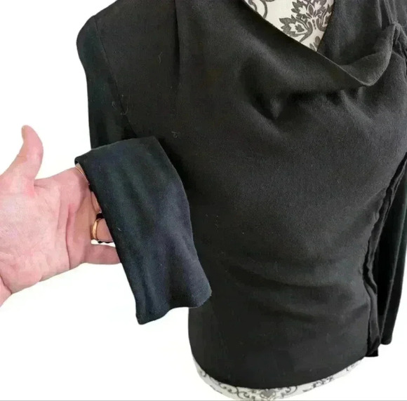 Aritzia Babaton Olivier Blouse Black Waterfall Front Jacket Whimsigoth Women XS - Picture 9 of 13